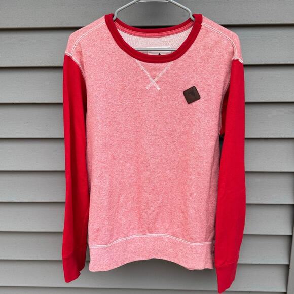 Burton size M Red Coral Marled Crewneck 100% Cotton Lightweight Sweatshirt - Picture 1 of 11